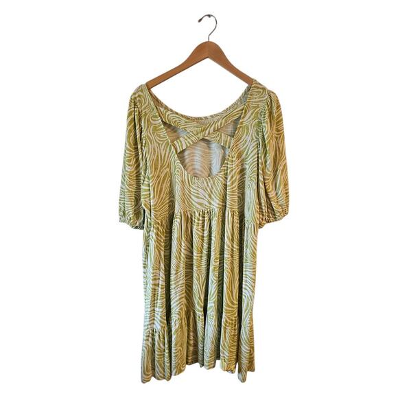 Daily Practice by Anthropologie Flounced Tunic Dress green white modal sz large - Picture 6 of 9